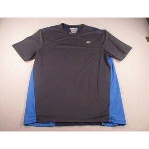Speedo Mens Large Blue Grey Colorblock Short Sleeve Rash Guard Swim Shirt Tee L